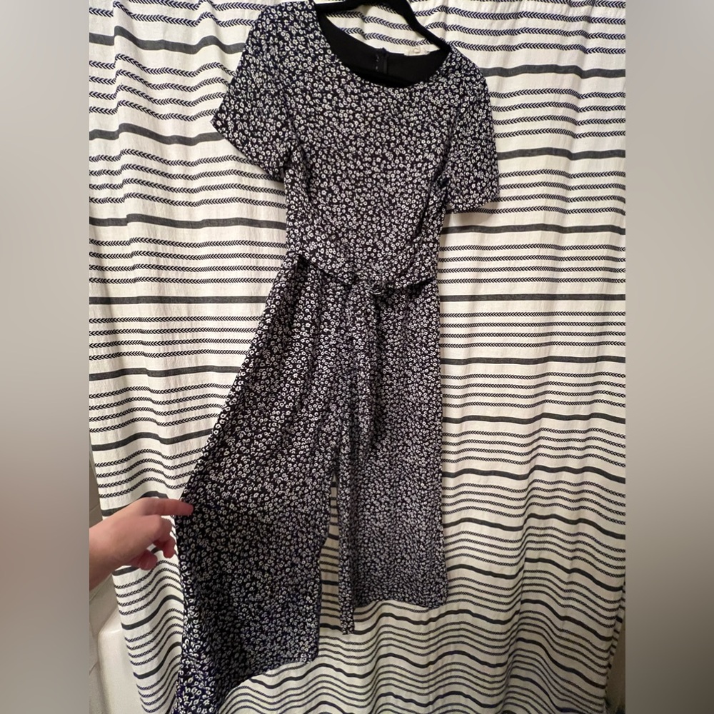 Black and white floral jump suit